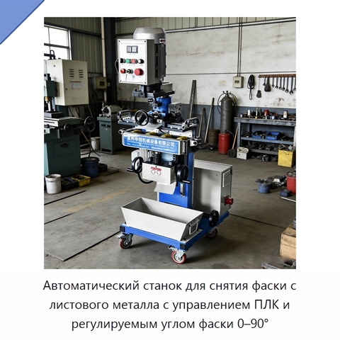 Автоматический станок для снятия фаски с листового металла с управлением ПЛК и регулируемым углом фаски 0–90°