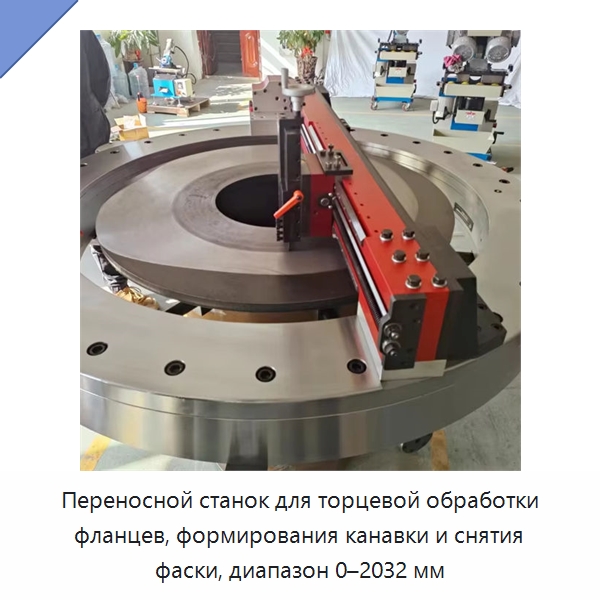 Переносной станок для торцевой обработки фланцев, формирования канавки и снятия фаски, диапазон 0–2032 мм — Фаскоснимательный станок