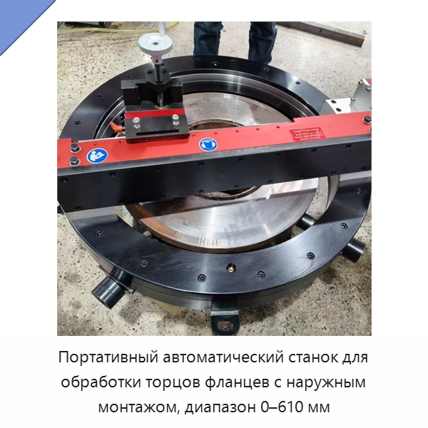 Портативный автоматический станок для обработки торцов фланцев с наружным монтажом, диапазон 0–610 мм — Фаскоснимательный станок