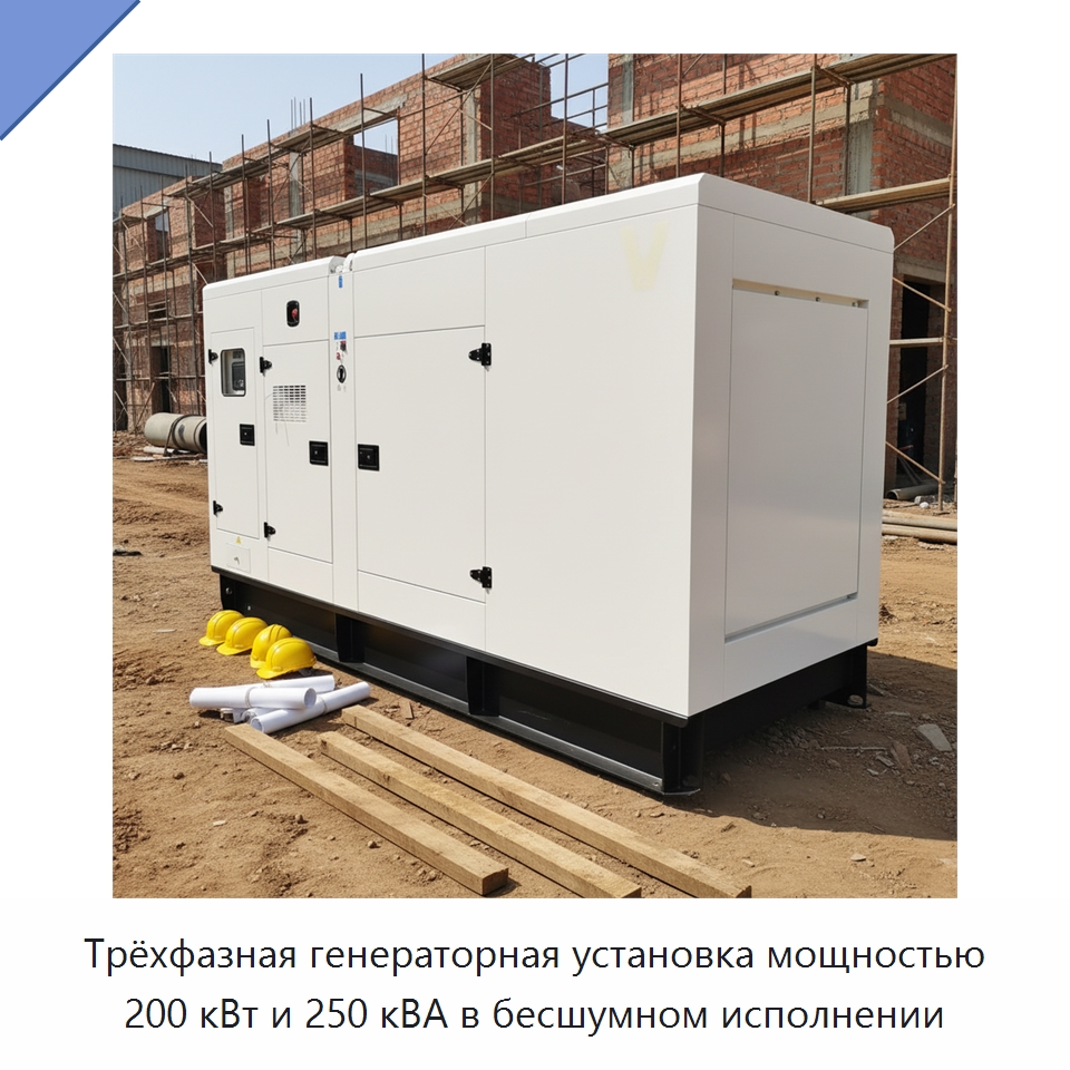 Трёхфазная генераторная установка мощностью 200 кВт и 250 кВА в бесшумном исполнении — Дизельные генераторы