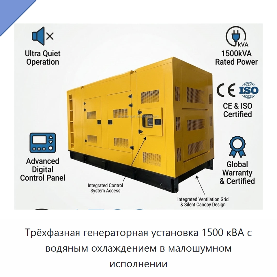 Трёхфазная генераторная установка 1500 кВА с водяным охлаждением в малошумном исполнении — Дизельные генераторы
