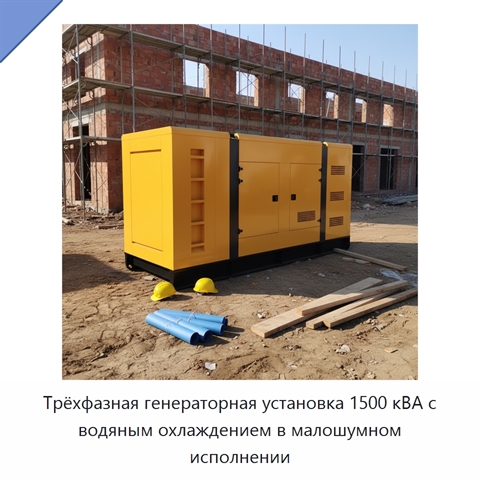 Трёхфазная генераторная установка 1500 кВА с водяным охлаждением в малошумном исполнении
