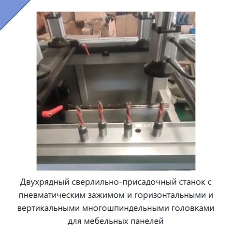 Двухрядный сверлильно-присадочный станок с пневматическим зажимом и горизонтальными и вертикальными многошпиндельными головками для мебельных панелей