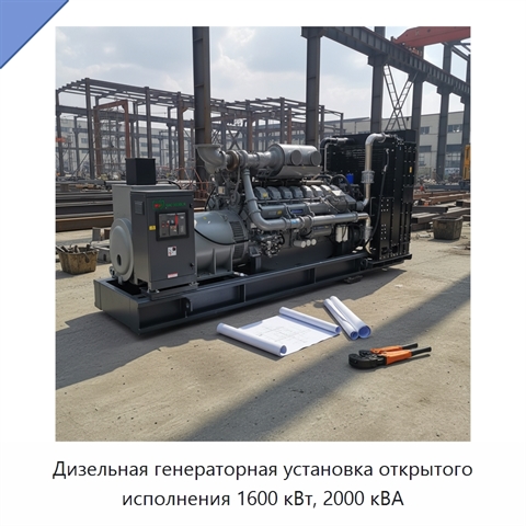 Дизельная генераторная установка открытого исполнения 1600 кВт, 2000 кВА