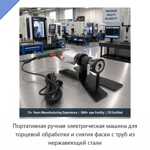Портативная ручная электрическая машина для торцевой обработки и снятия фаски с труб из нержавеющей стали