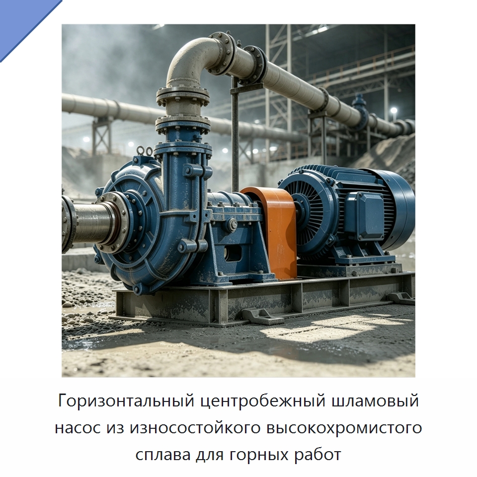 Горизонтальный центробежный шламовый насос из износостойкого высокохромистого сплава для горных работ — Насосы