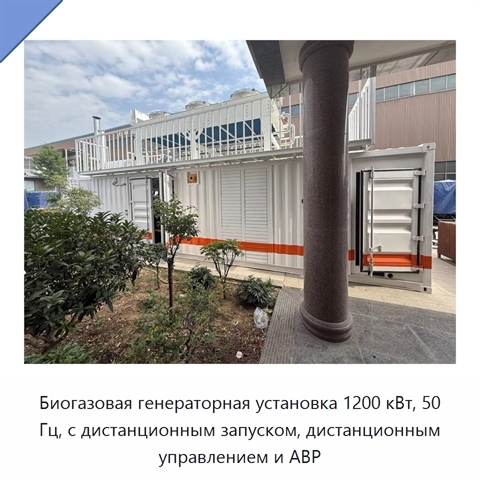 Биогазовая генераторная установка 1200 кВт, 50 Гц, с дистанционным запуском, дистанционным управлением и АВР