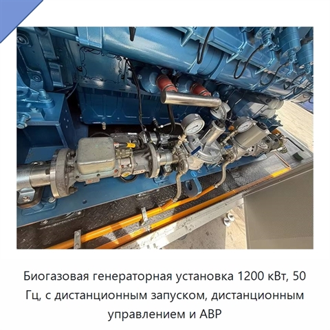 Биогазовая генераторная установка 1200 кВт, 50 Гц, с дистанционным запуском, дистанционным управлением и АВР