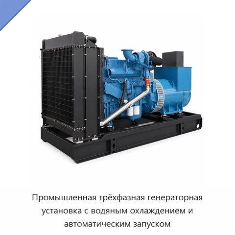 Промышленная трёхфазная генераторная установка с водяным охлаждением и автоматическим запуском