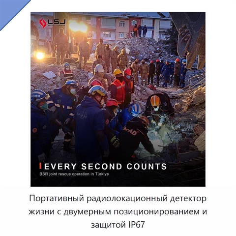 Портативный радиолокационный детектор жизни с двумерным позиционированием и защитой IP67