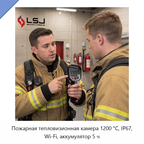 Пожарная тепловизионная камера 1200 °C, IP67, Wi‑Fi, аккумулятор 5 ч