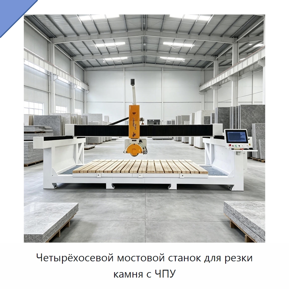 Четырёхосевой мостовой станок для резки камня с ЧПУ — Оборудование для обработки камня
