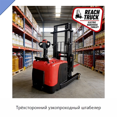 Трёхсторонний узкопроходный штабелер