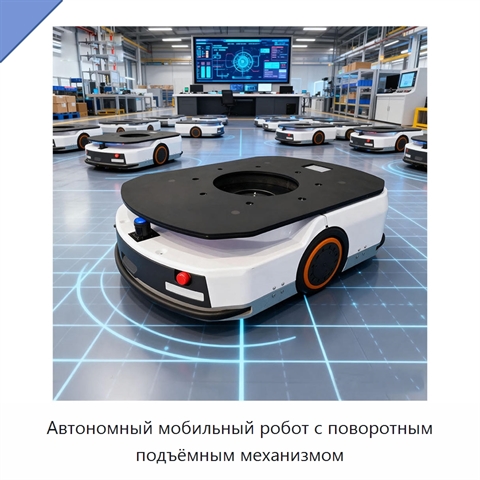 Автономный мобильный робот с поворотным подъёмным механизмом