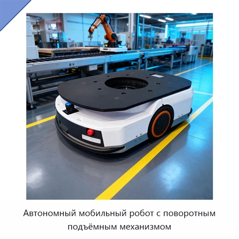Автономный мобильный робот с поворотным подъёмным механизмом