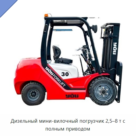 Дизельный мини-вилочный погрузчик 2,5–8 т с полным приводом — Вилочные погрузчики