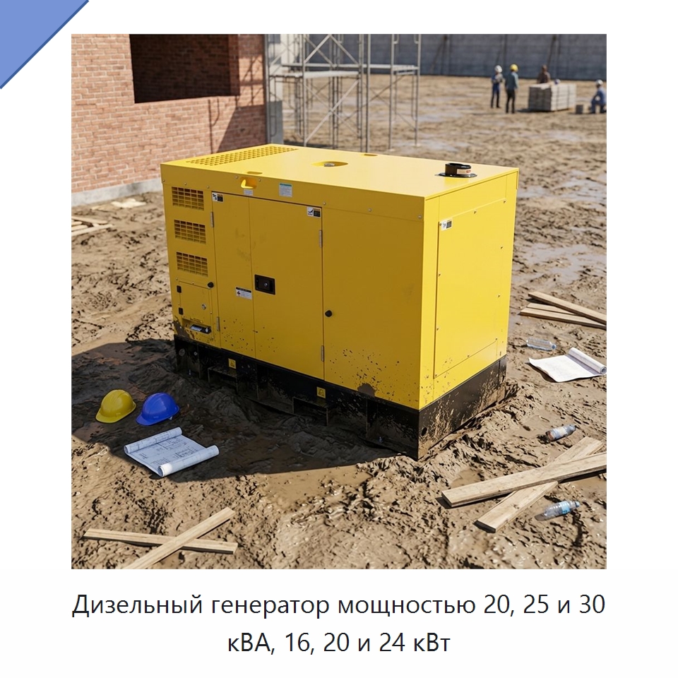 Дизельный генератор мощностью 20, 25 и 30 кВА, 16, 20 и 24 кВт — Дизельные генераторы