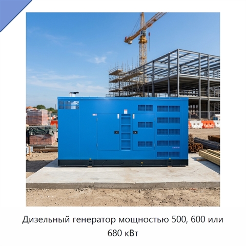 Дизельный генератор мощностью 500, 600 или 680 кВт
