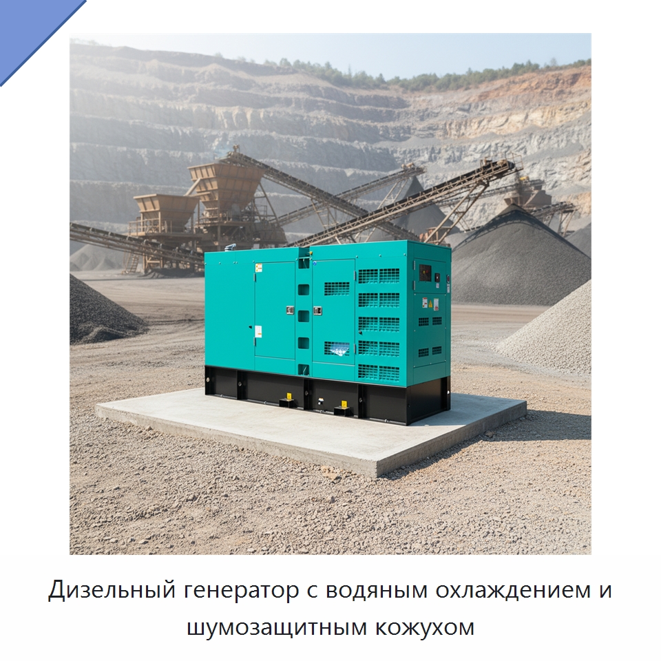 Дизельный генератор с водяным охлаждением и шумозащитным кожухом — Дизельные генераторы
