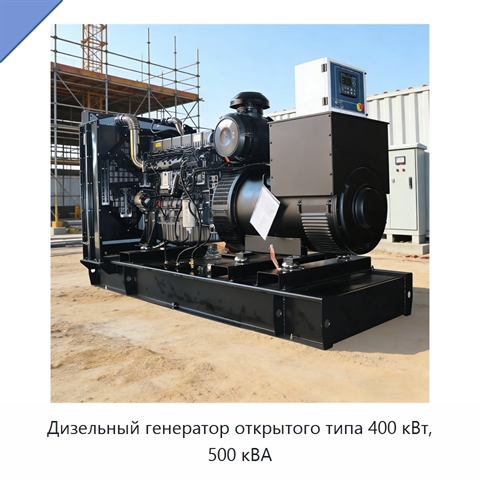 Дизельный генератор открытого типа 400 кВт, 500 кВА