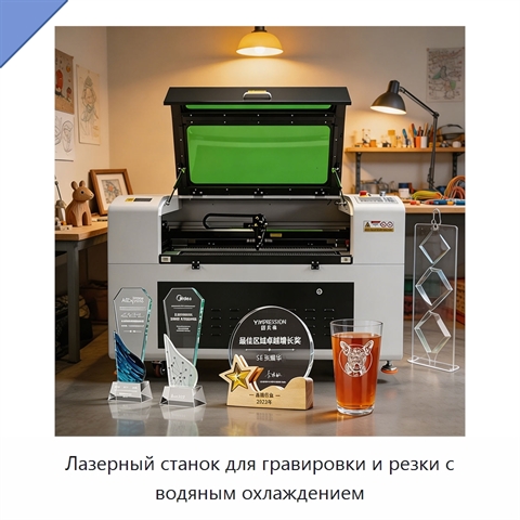 Лазерный станок для гравировки и резки с водяным охлаждением
