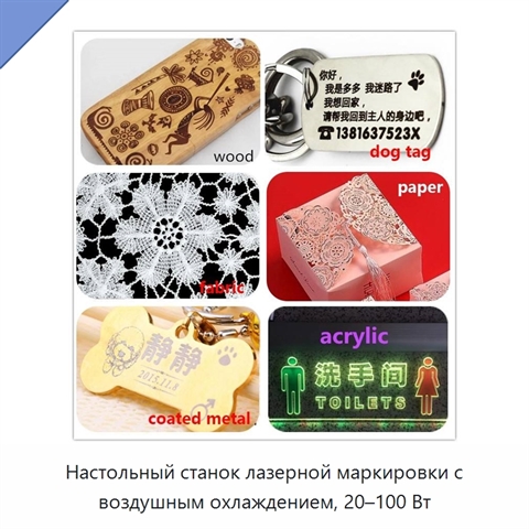 Настольный станок лазерной маркировки с воздушным охлаждением, 20–100 Вт