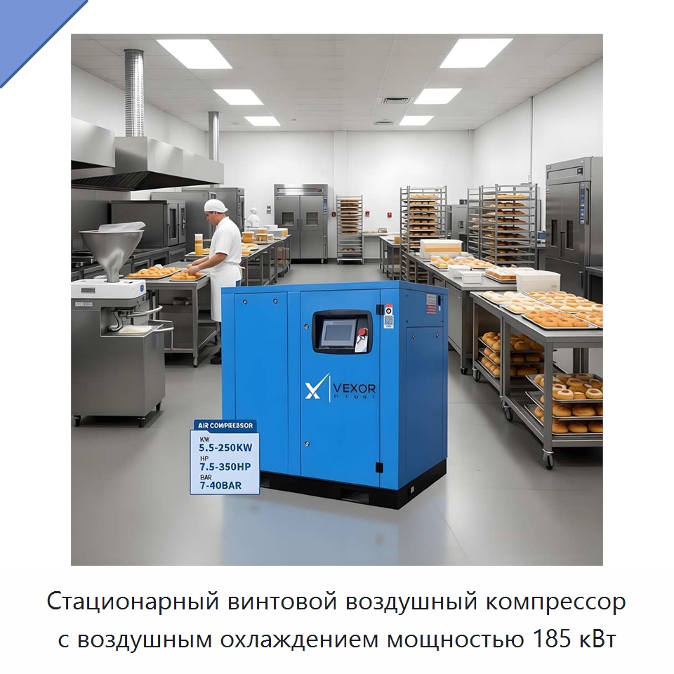 Стационарный винтовой воздушный компрессор с воздушным охлаждением мощностью 185 кВт — Промышленные компрессоры