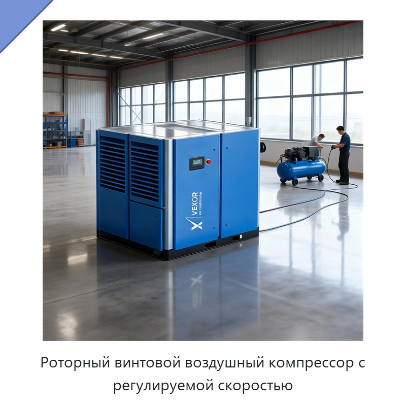 Роторный винтовой воздушный компрессор с регулируемой скоростью