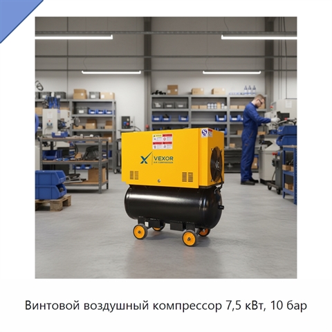 Винтовой воздушный компрессор 7,5 кВт, 10 бар