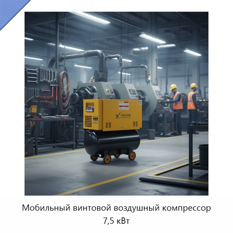Мобильный винтовой воздушный компрессор 7,5 кВт