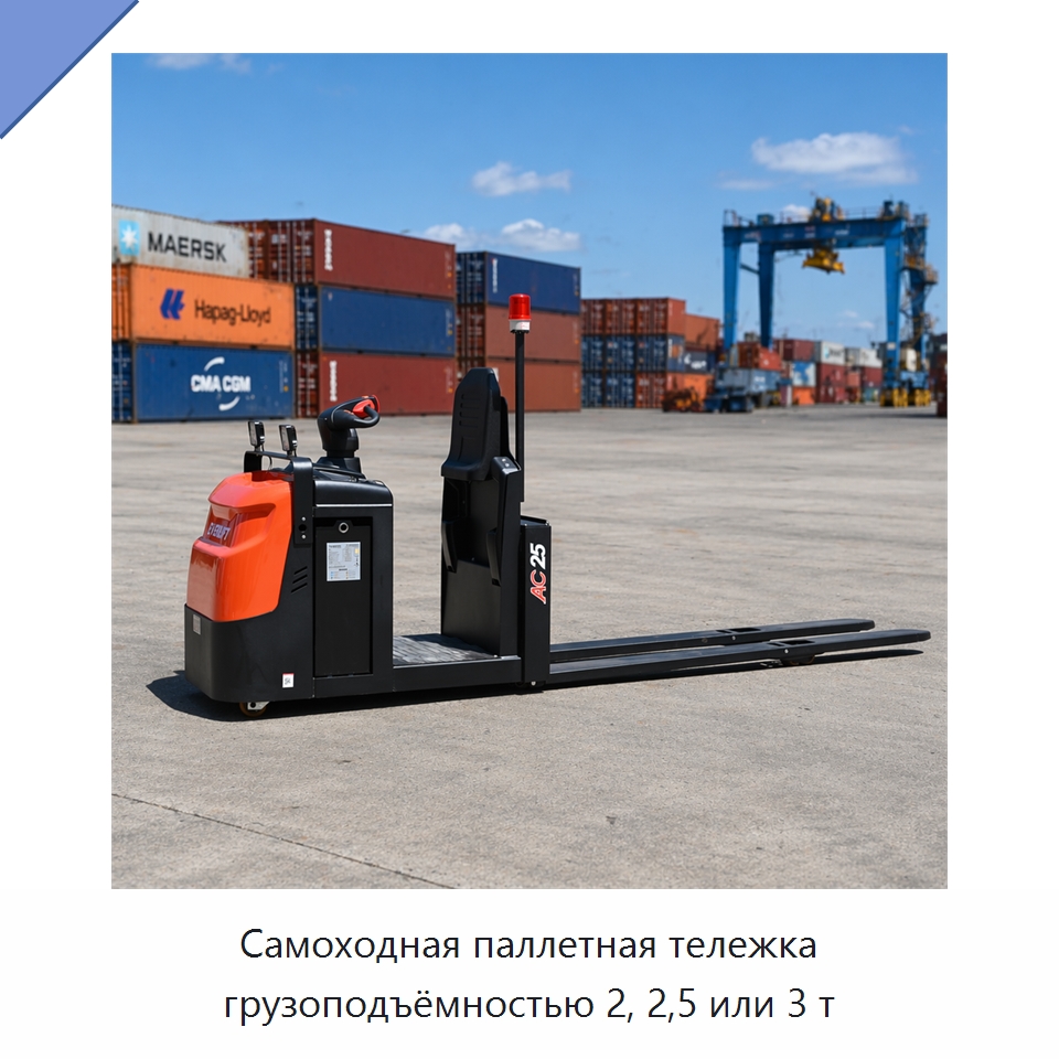 Самоходная паллетная тележка грузоподъёмностью 2, 2,5 или 3 т — Вилочные погрузчики