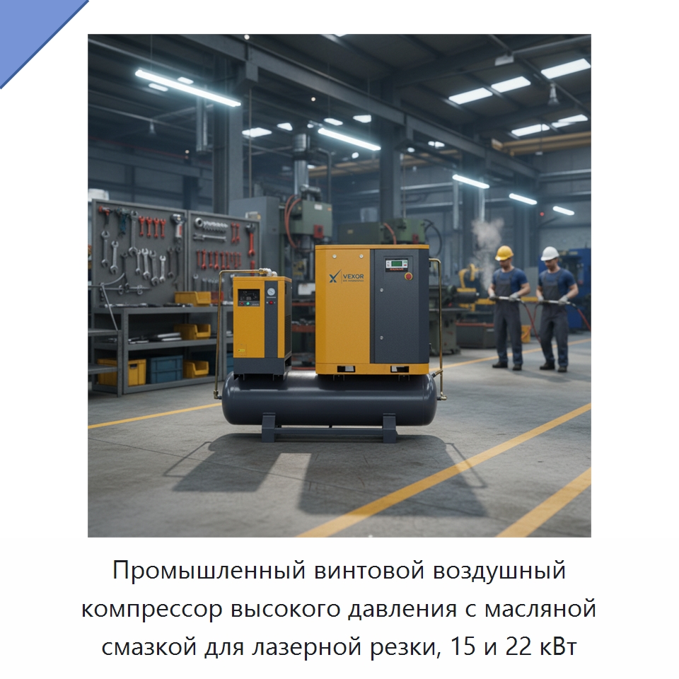 Промышленный винтовой воздушный компрессор высокого давления с масляной смазкой для лазерной резки, 15 и 22 кВт — Промышленные компрессоры