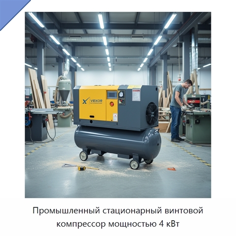 Промышленный стационарный винтовой компрессор мощностью 4 кВт
