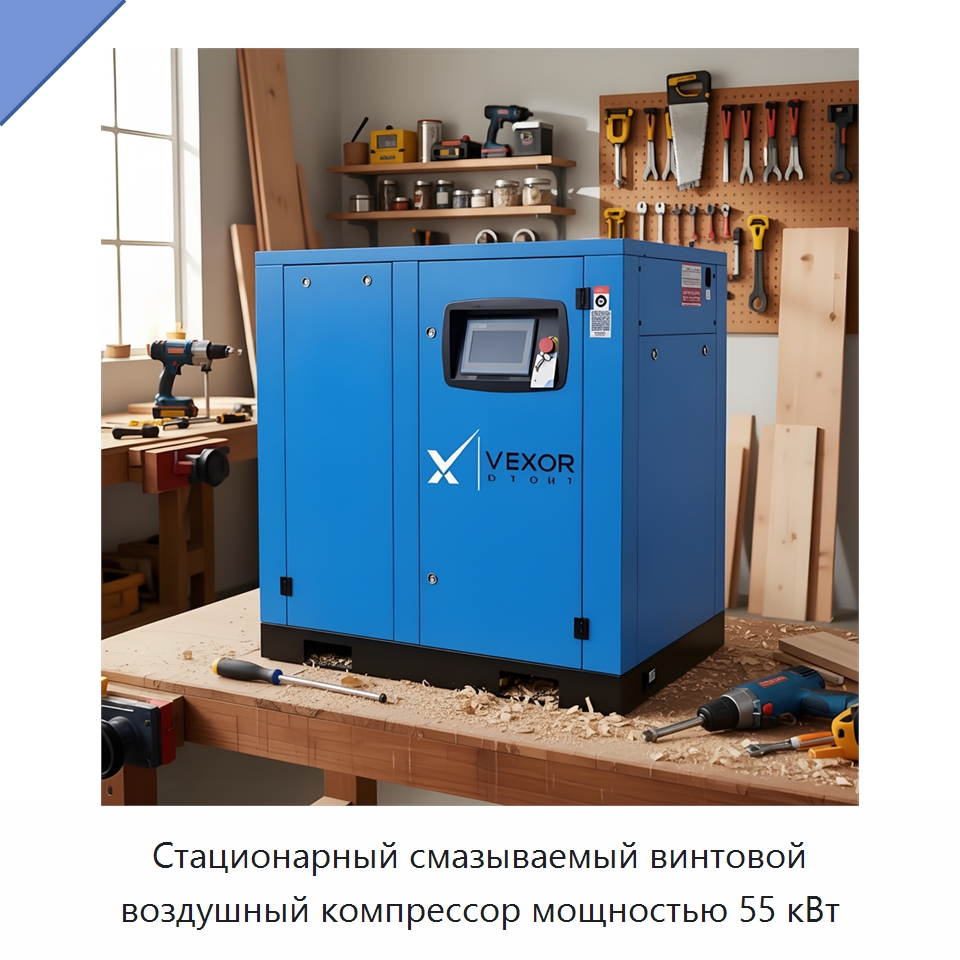 Стационарный смазываемый винтовой воздушный компрессор мощностью 55 кВт — Промышленные компрессоры