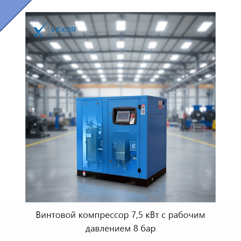 Винтовой компрессор 7,5 кВт с рабочим давлением 8 бар — Промышленные компрессоры