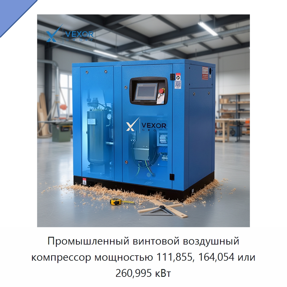 Промышленный винтовой воздушный компрессор мощностью 111,855, 164,054 или 260,995 кВт — Промышленные компрессоры