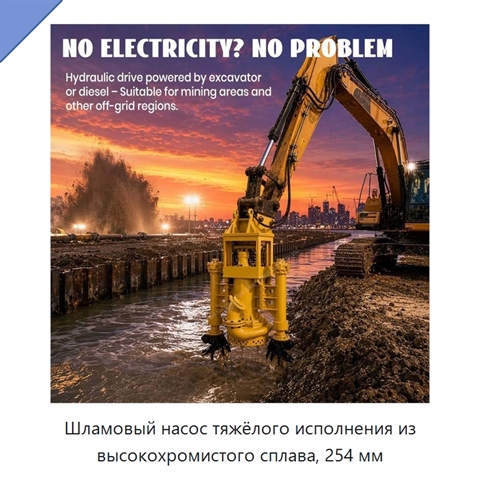 Шламовый насос тяжёлого исполнения из высокохромистого сплава, 254 мм
