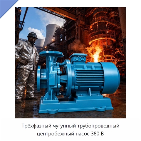 Трёхфазный чугунный трубопроводный центробежный насос 380 В