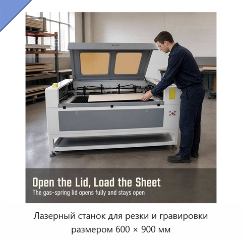 Лазерный станок для резки и гравировки размером 600 × 900 мм