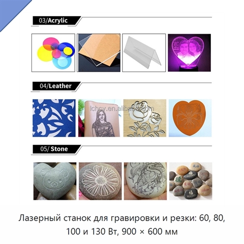 Лазерный станок для гравировки и резки: 60, 80, 100 и 130 Вт, 900 × 600 мм