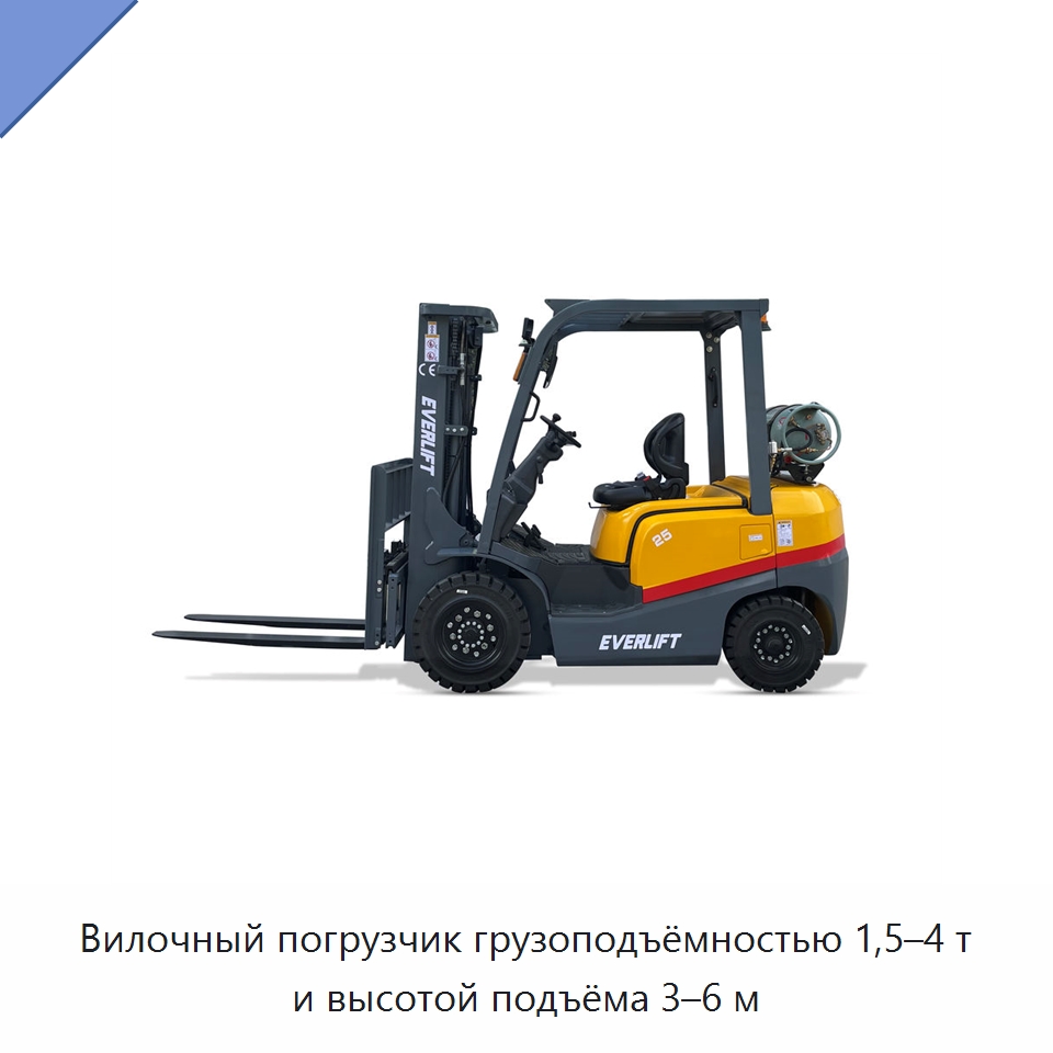 Вилочный погрузчик грузоподъёмностью 1,5–4 т и высотой подъёма 3–6 м — Вилочные погрузчики