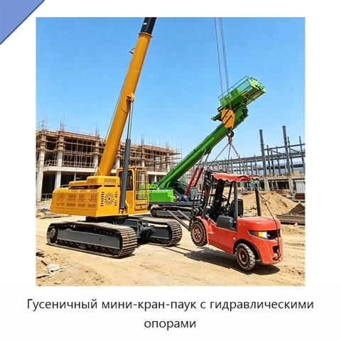 Гусеничный мини-кран-паук с гидравлическими опорами