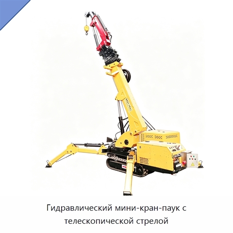 Гидравлический мини-кран-паук с телескопической стрелой