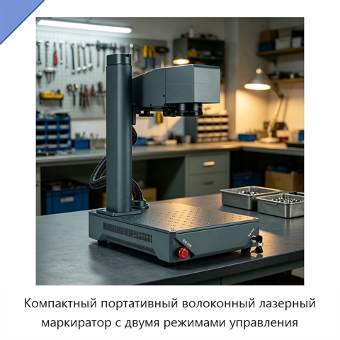Компактный портативный волоконный лазерный маркиратор с двумя режимами управления