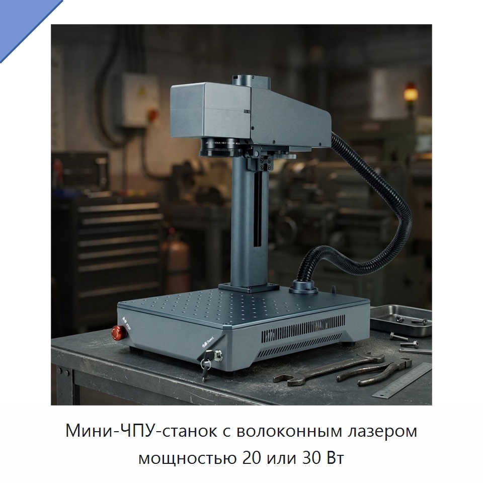 Мини-ЧПУ-станок с волоконным лазером мощностью 20 или 30 Вт — Лазерные маркировочные станки