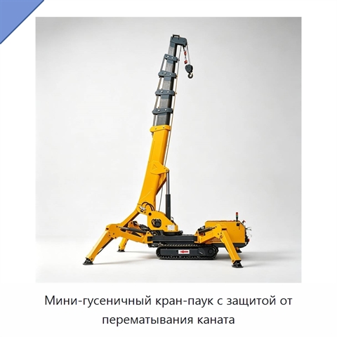 Мини-гусеничный кран-паук с защитой от перематывания каната
