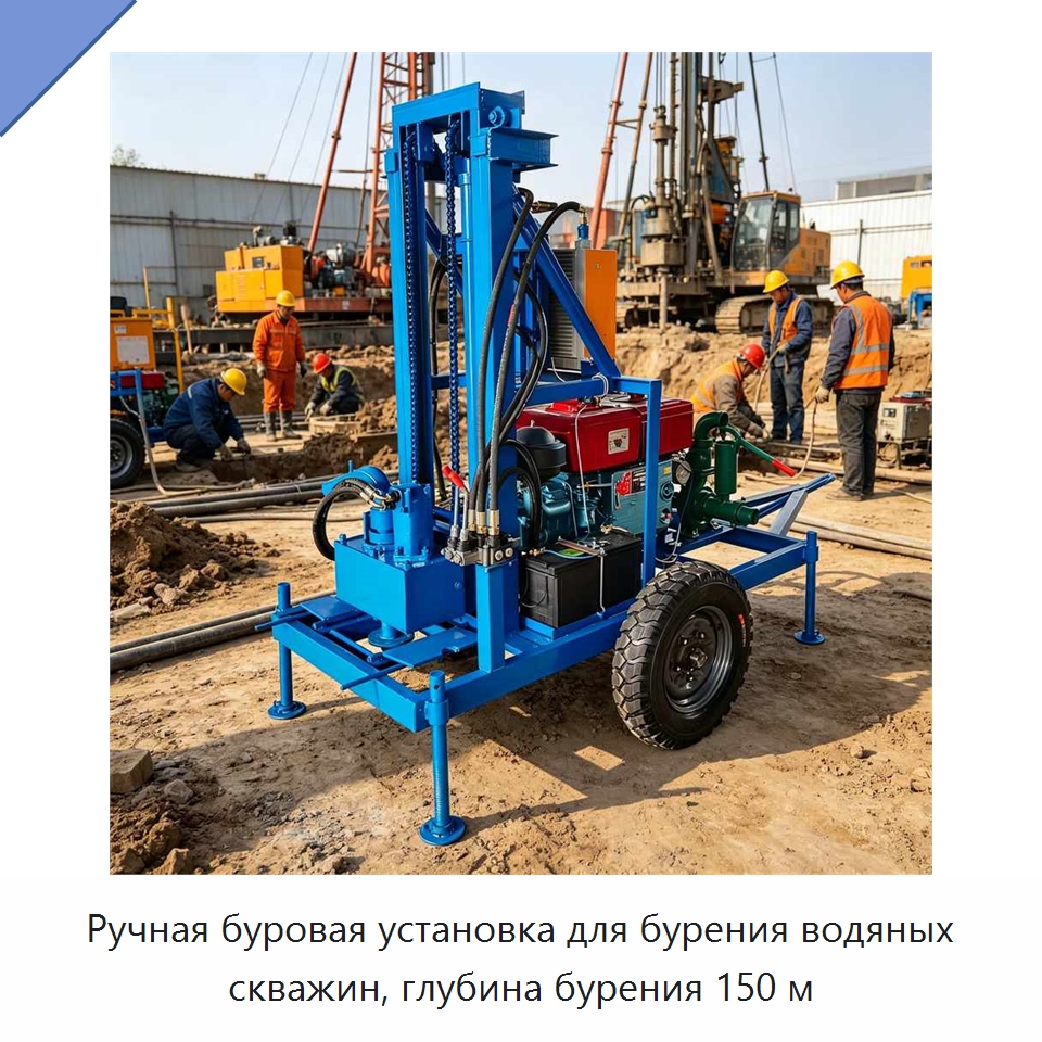 Ручная буровая установка для бурения водяных скважин, глубина бурения 150 м — Специальное оборудование для производства строительных материалов