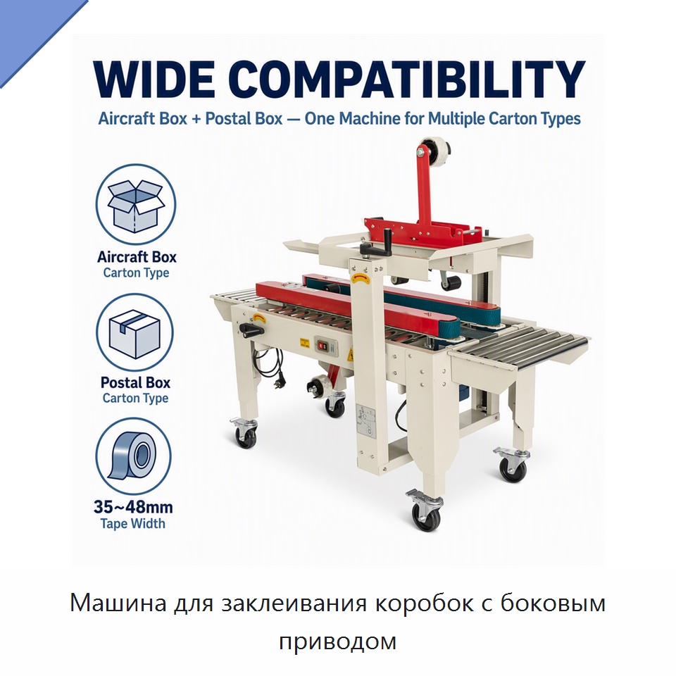 Машина для заклеивания коробок с боковым приводом