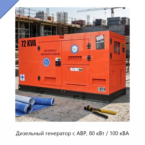 Дизельный генератор с АВР, 80 кВт / 100 кВА