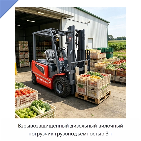 Взрывозащищённый дизельный вилочный погрузчик грузоподъёмностью 3 т
